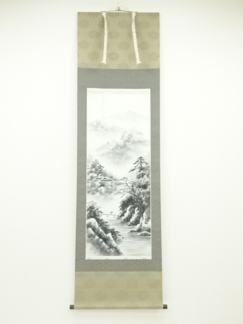 JAPANESE HANGING SCROLL / HAND PAINTED / LANDSCAPE 